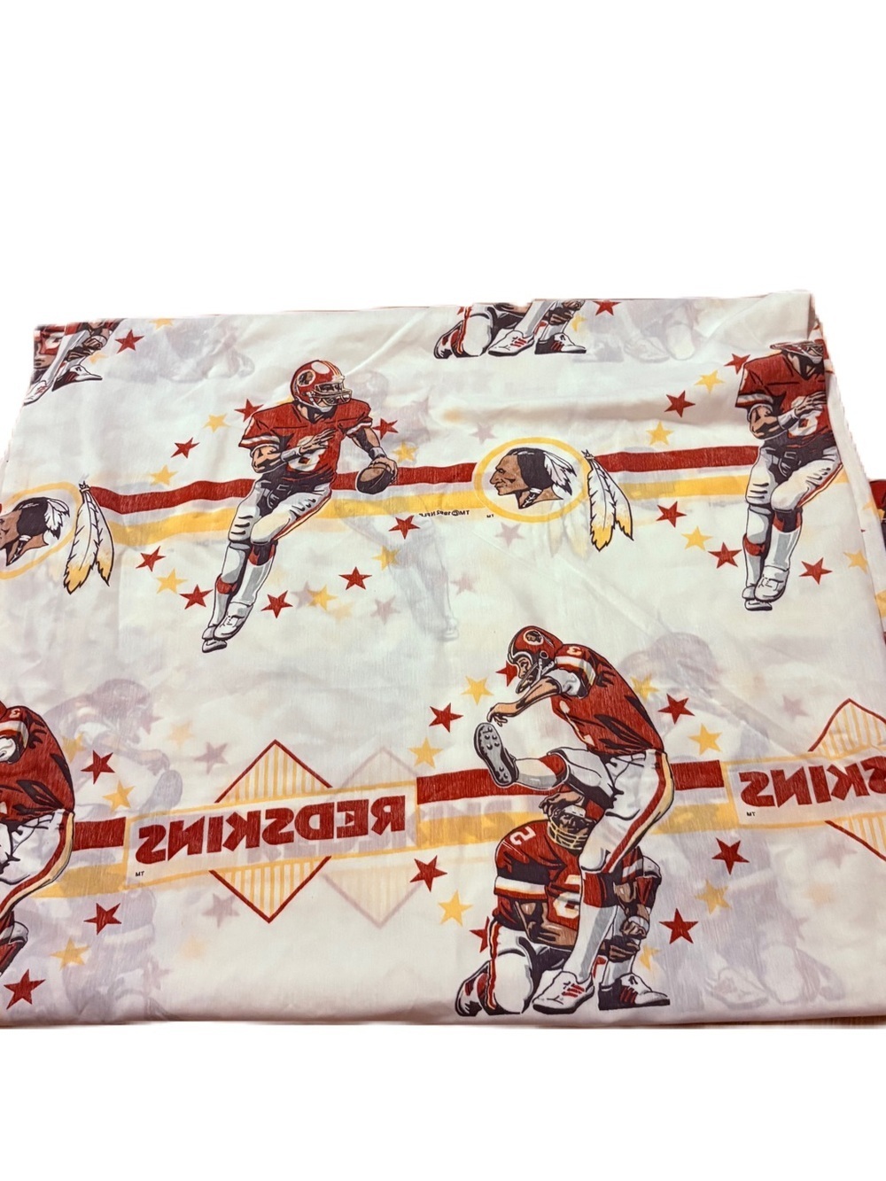 Vintage NFL Washington Redskins Football Sheet 1992 90s Twin Red Gold Fabric